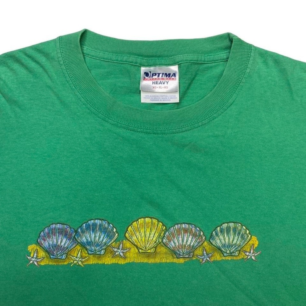 Vintage ocean‎ beach shell green shirt